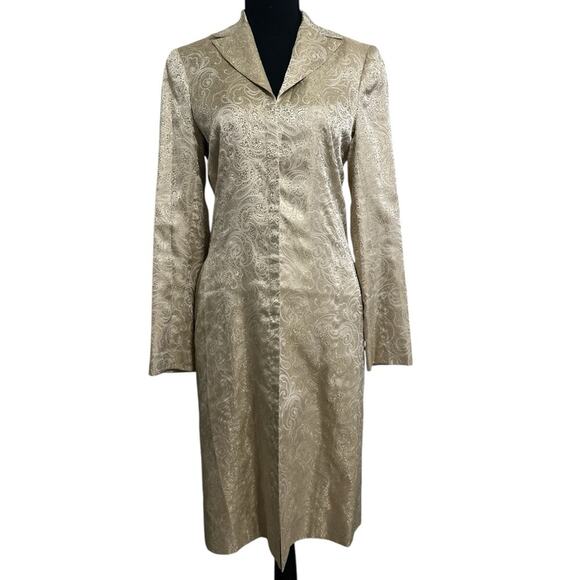 Vintage Gold Paisley Formal Midi Jacket size US 6 Pink Satin lined - Picture 1 of 10